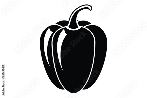 bell pepper silhouette line art vector illustration with a white background