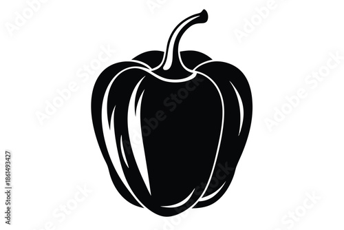 bell pepper silhouette line art vector illustration with a white background