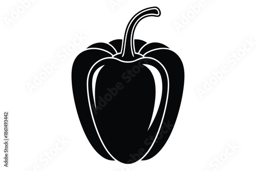 bell pepper silhouette line art vector illustration with a white background