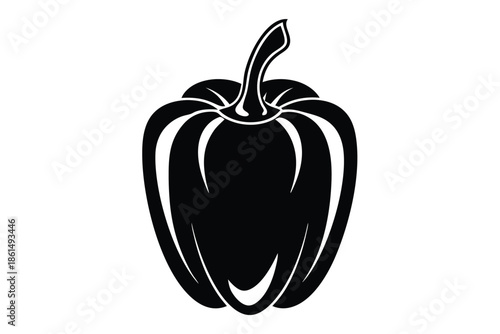 bell pepper silhouette line art vector illustration with a white background
