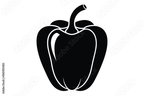 bell pepper silhouette line art vector illustration with a white background