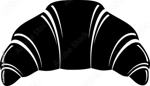 Simple black silhouette of a croissant on a white background, tasty treat
