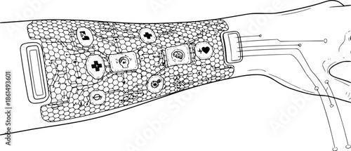 Advanced Technology E-Skin Sensor : Seamlessly Conforming to Human Skin, Wearable Tech, Medical, AI, Robotics, and Futuristic Healthcare Innovation.
