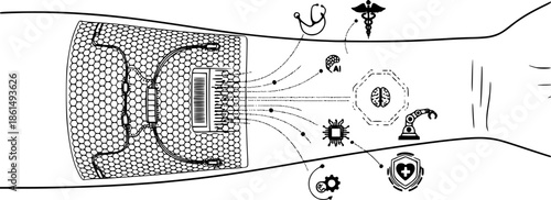 Advanced Technology E-Skin Sensor : Seamlessly Conforming to Human Skin, Wearable Tech, Medical, AI, Robotics, and Futuristic Healthcare Innovation.
