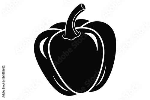 bell pepper silhouette line art vector illustration with a white background