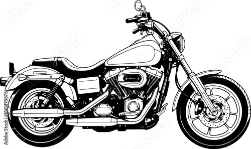 harley davidson bike line art silhouette vector illustration

