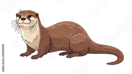 Charming animated river otter illustration with detailed fur texture and an engaging friendly gaze perfect for nature-themed projects