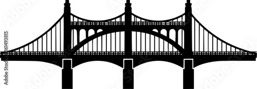Bridge icon. Black silhouette. Front side view. Vector simple flat graphic illustration. Isolated object on a white background.
