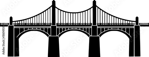 Bridge icon. Black silhouette. Front side view. Vector simple flat graphic illustration. Isolated object on a white background.
