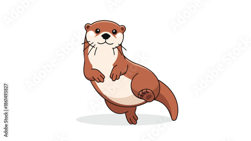 Charming animated otter character standing upright with a joyful expression and soft brown fur