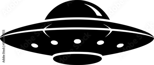 UFO Silhouette Vector Illustration on White Background
