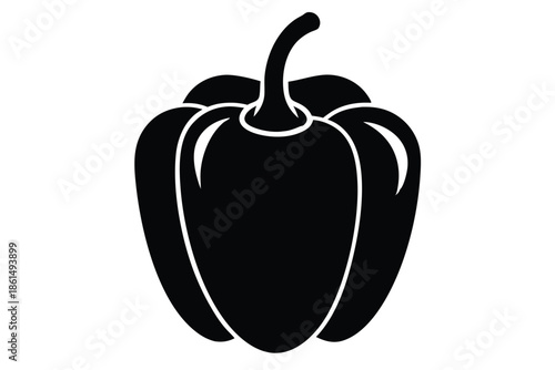 bell pepper silhouette line art vector illustration with a white background