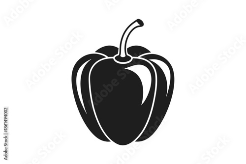 bell pepper silhouette line art vector illustration with a white background