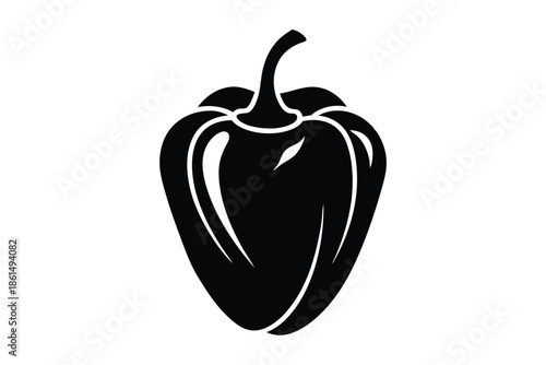 bell pepper silhouette line art vector illustration with a white background