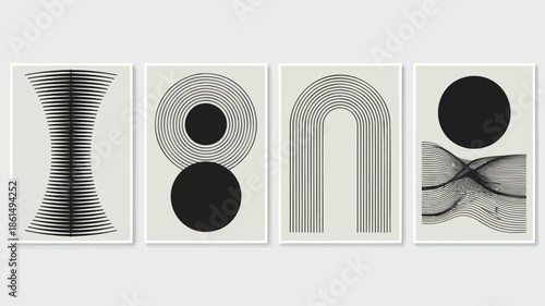 Modern minimalist wall art with geometric patterns