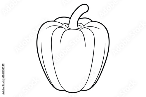 bell pepper silhouette line art vector illustration with a white background