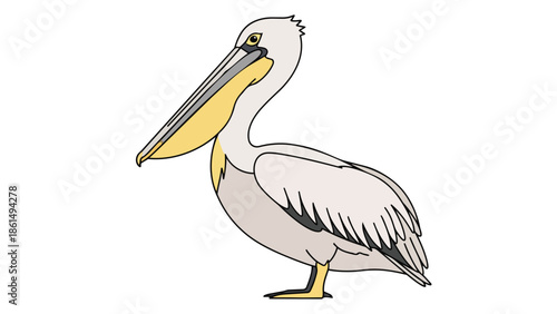 Stylized Aquatic Bird Illustration Featuring a Friendly Pelican Profile View