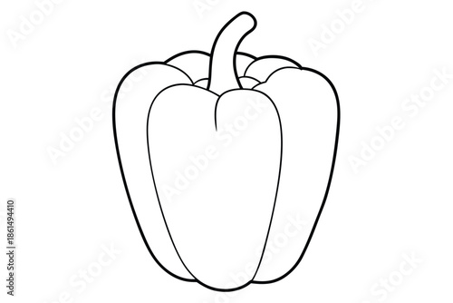 bell pepper silhouette line art vector illustration with a white background