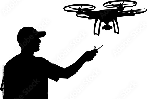 Drone silhouette vector, drone camera icon silhouette vector illustration
