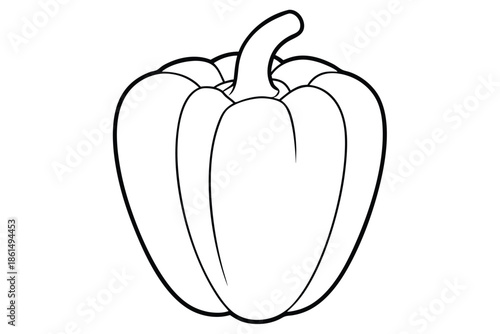 bell pepper silhouette line art vector illustration with a white background