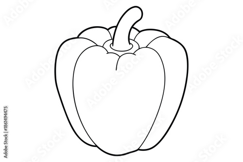 bell pepper silhouette line art vector illustration with a white background