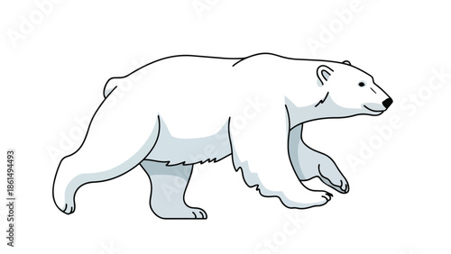 Stylized illustration of an arctic polar bear traversing icy plains a charming and original depiction of a powerful yet gentle creature in its