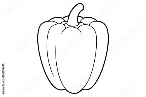 bell pepper silhouette line art vector illustration with a white background