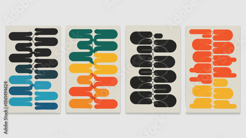 Vibrant modern art pieces with colorful gradient shapes