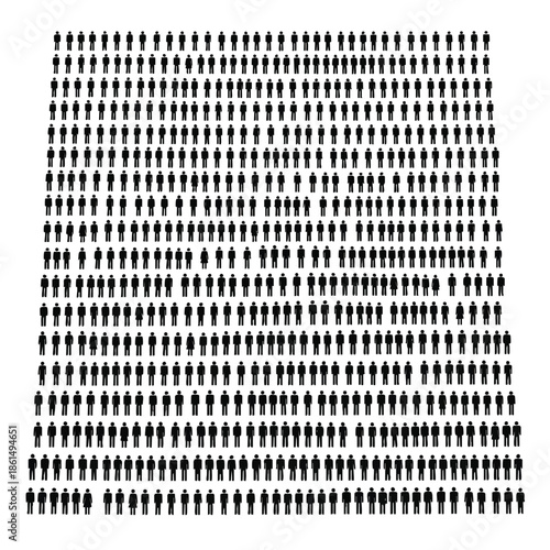 Large Grid of Identical Black Human Silhouettes in Rows.