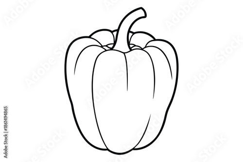bell pepper silhouette line art vector illustration with a white background