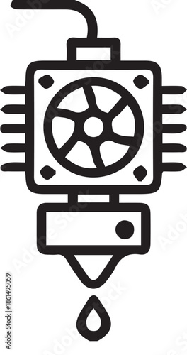 3d printer extruder head line art icon