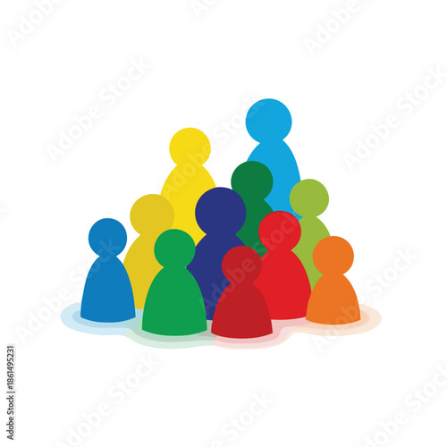 Colorful Wooden Game Pawns Standing Together.