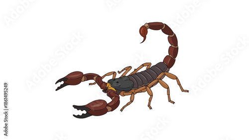 Vibrant vector artwork of a menacing desert scorpion with powerful claws and an elevated stinging tail.