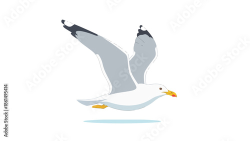 Graceful marine bird soaring with outstretched wings in a calm skies digital illustration a peaceful depiction of avian freedom and coastal charm a