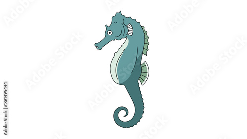 Charming isolated seahorse illustration with vibrant aquatic colors and clean design representing marine life simplicity