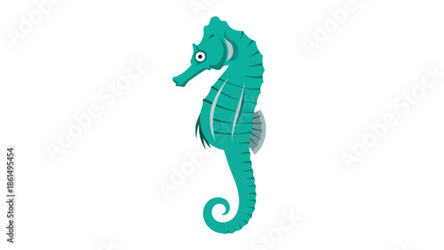 Vibrant turquoise seahorse illustration capturing serene underwater elegance and graceful aquatic charm.