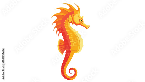 A whimsical illustration of a graceful seahorse in vibrant aquatic hues, perfectly capturing the enchanting beauty of marine life with playful charm