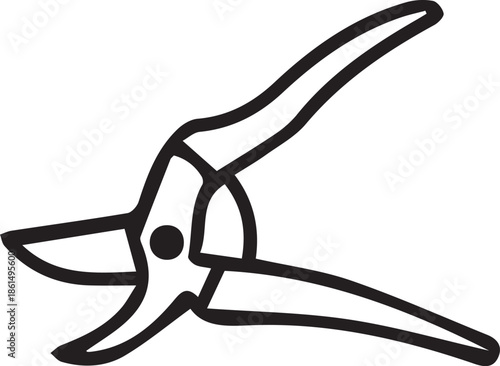 Hand drawn pruning shears line art illustration