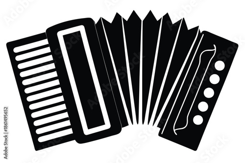accordion silhouette line art vector illustration with a white background