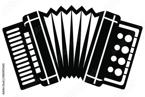 accordion silhouette line art vector illustration with a white background