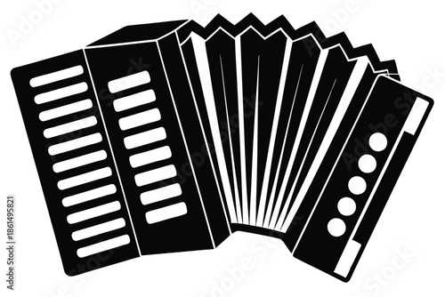 accordion silhouette line art vector illustration with a white background