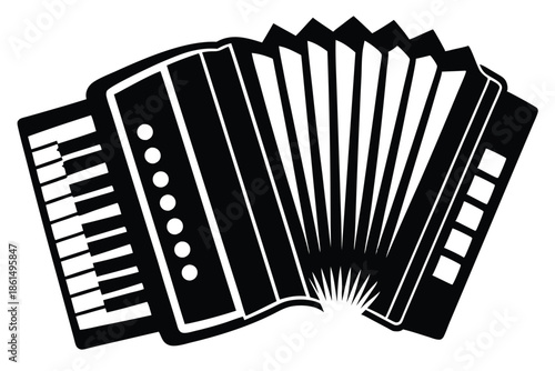 accordion silhouette line art vector illustration with a white background