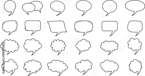 Blank Comic Speech Bubbles. Vector Set of Dialogue Shapes