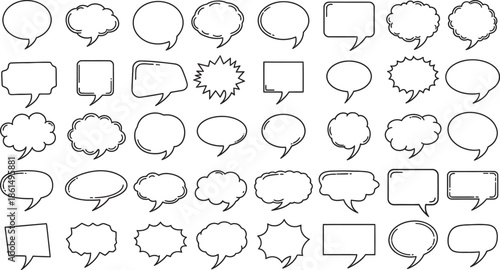Various speech bubble graphics. Rounded and jagged outline Icon. Vector