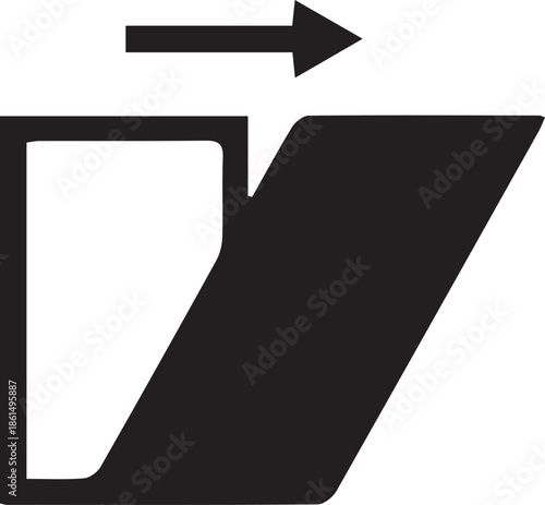 Icon illustrating a rightward sliding motion or an object being inserted into a slot