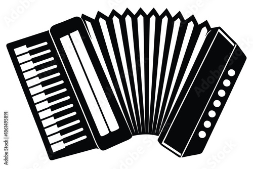 accordion silhouette line art vector illustration with a white background