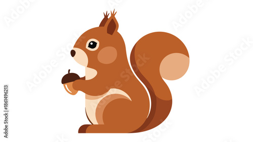 Animated brown squirrel character holding an acorn, exuding natural charm and forest energy