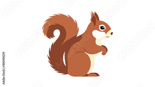 Charming minimalist illustration of an adorable forest squirrel standing upright in a clean white setting digital art design
