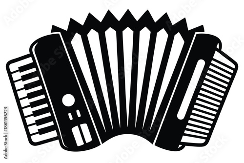 accordion silhouette line art vector illustration with a white background