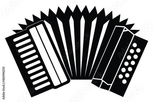 accordion silhouette line art vector illustration with a white background